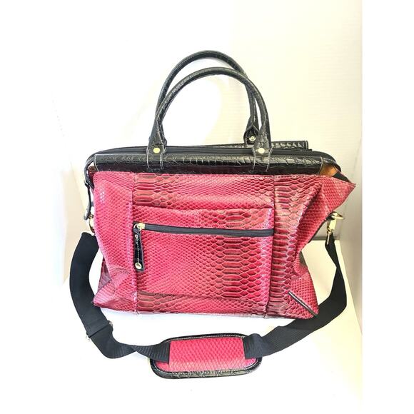 Samantha Brown Red Croc Embossed Large Travel Tote Bag - Picture 4 of 7